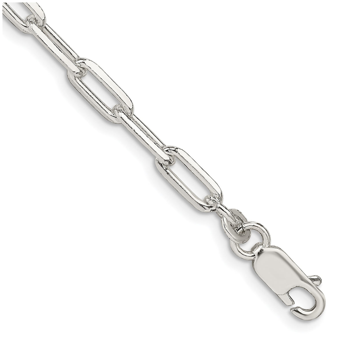 925 White Gold 4.25 mm Polished Chain Bracelet, Solid shown for scale