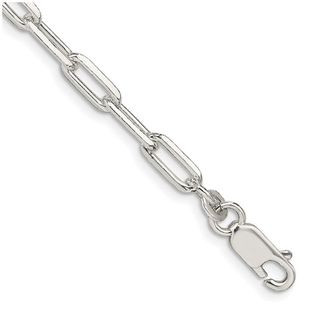 925 White Gold 4.25 mm Polished Chain Bracelet, Solid shown for scale