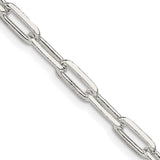 925 White Gold 4.25 mm Polished Chain Necklace, Solid detail view