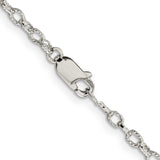 925 White Gold 3 mm Polished Chain Necklace, Solid alternate angle