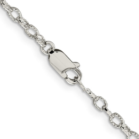 925 White Gold 3 mm Polished Chain Necklace, Solid alternate angle