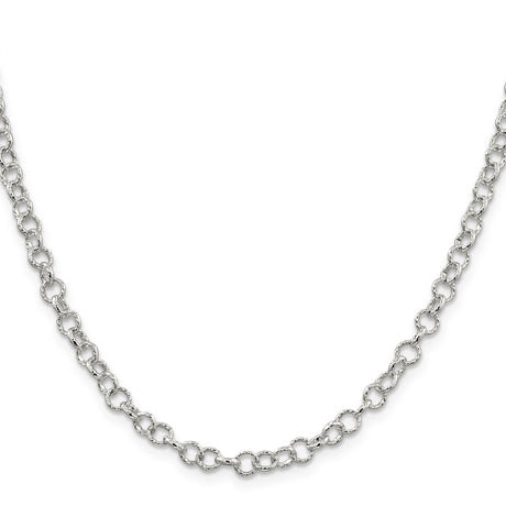 925 White Gold 4.55 mm Polished Chain Necklace, Solid