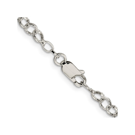 925 White Gold 4.55 mm Polished Chain Necklace, Solid alternate angle