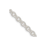 925 White Gold 4.55 mm Polished Chain Necklace, Solid detail view
