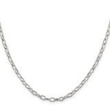 925 White Gold 3.75 mm Polished Chain Necklace, Solid