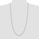 925 White Gold 3.75 mm Polished Chain Necklace, Solid detail view