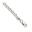 925 White Gold 3.75 mm Polished Chain Bracelet, Solid shown for scale