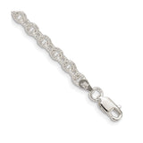 925 White Gold 3.75 mm Polished Chain Bracelet, Solid shown for scale
