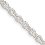 925 White Gold 3.75 mm Polished Chain Necklace, Solid detail view