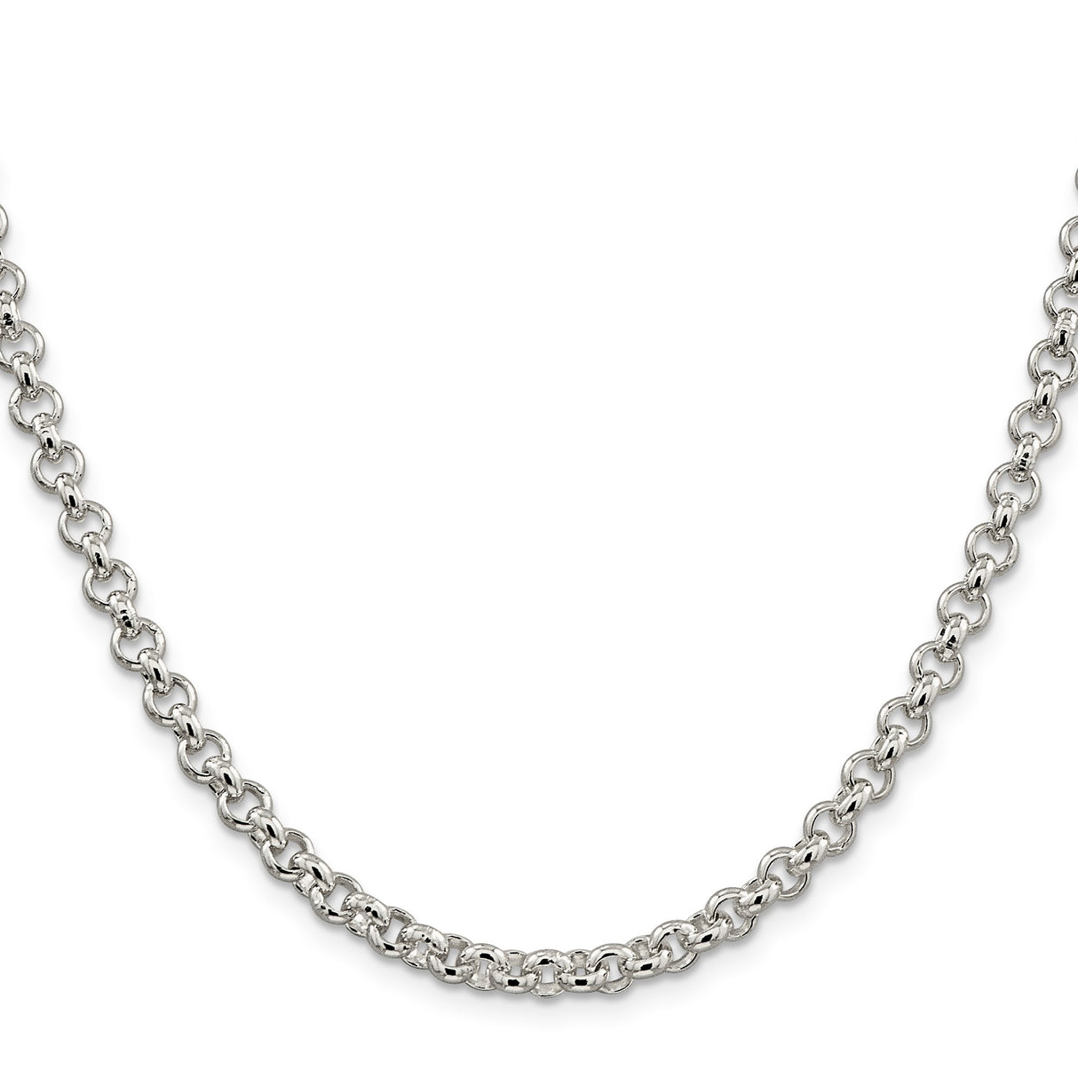 925 White Gold 5 mm Polished Chain Necklace, Solid