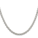 925 White Gold 5 mm Polished Chain Necklace, Solid