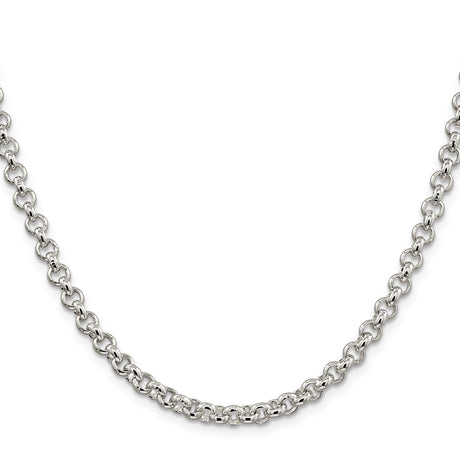 925 White Gold 5 mm Polished Chain Necklace, Solid