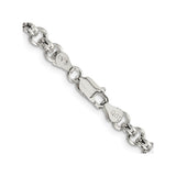 925 White Gold 5 mm Polished Chain Necklace, Solid alternate angle