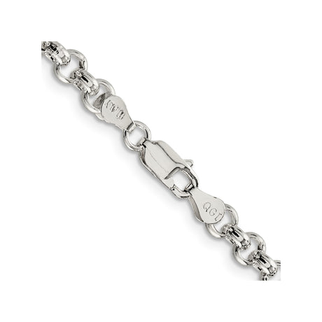 925 White Gold 5 mm Polished Chain Necklace, Solid alternate angle