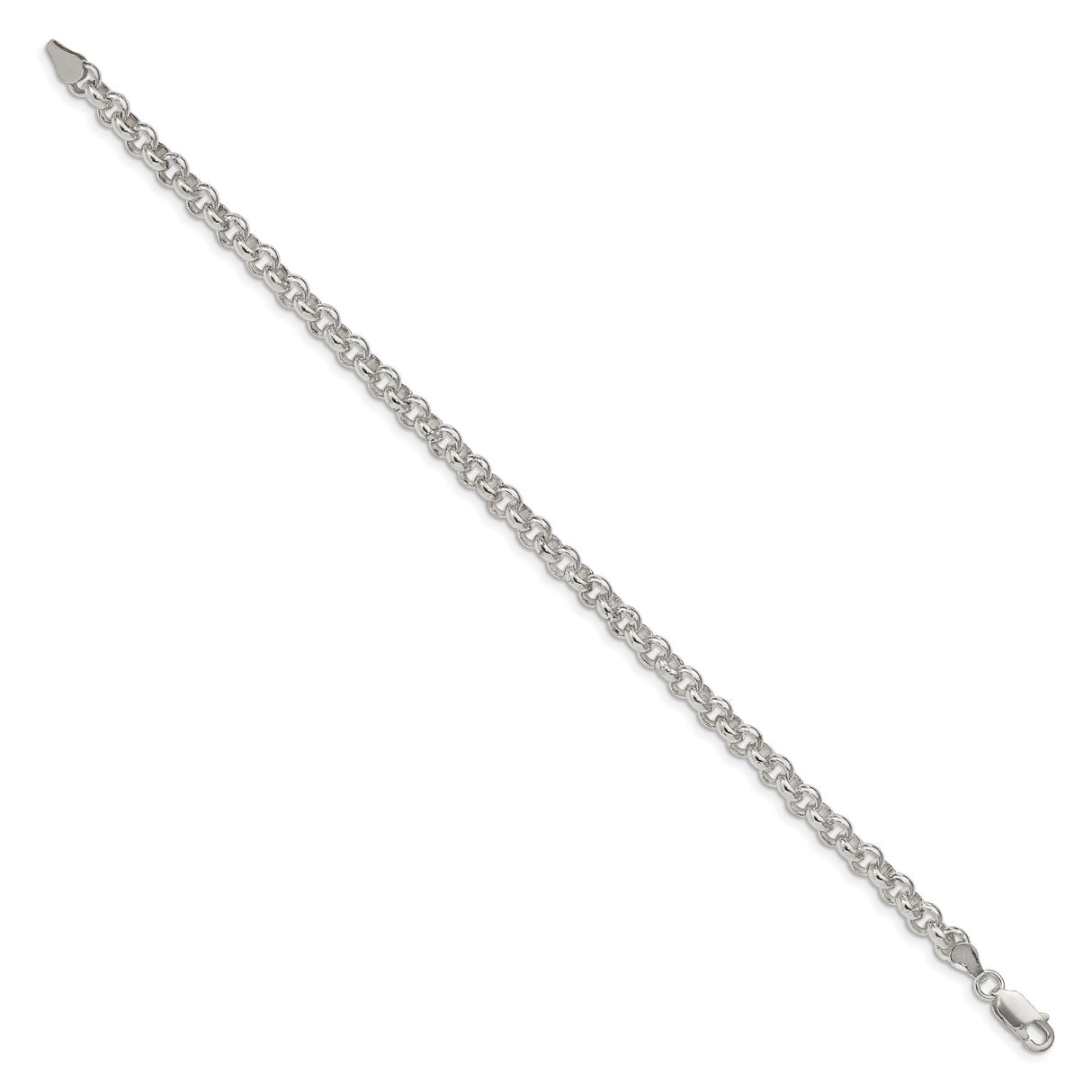 925 White Gold 5 mm Polished Chain Bracelet, Solid