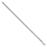 925 White Gold 5 mm Polished Chain Bracelet, Solid