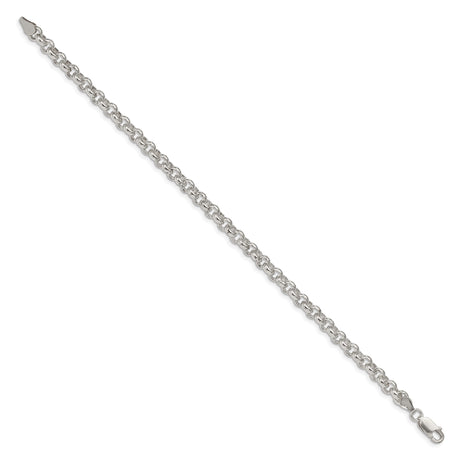 925 White Gold 5 mm Polished Chain Bracelet, Solid