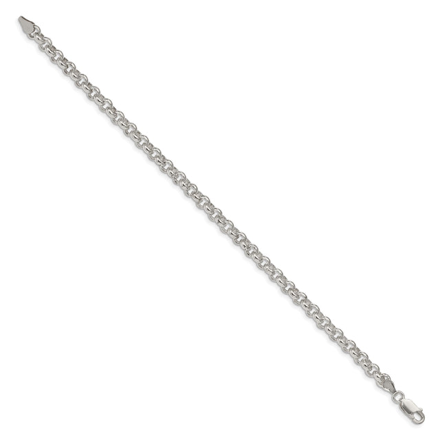 925 White Gold 5 mm Polished Chain Bracelet, Solid