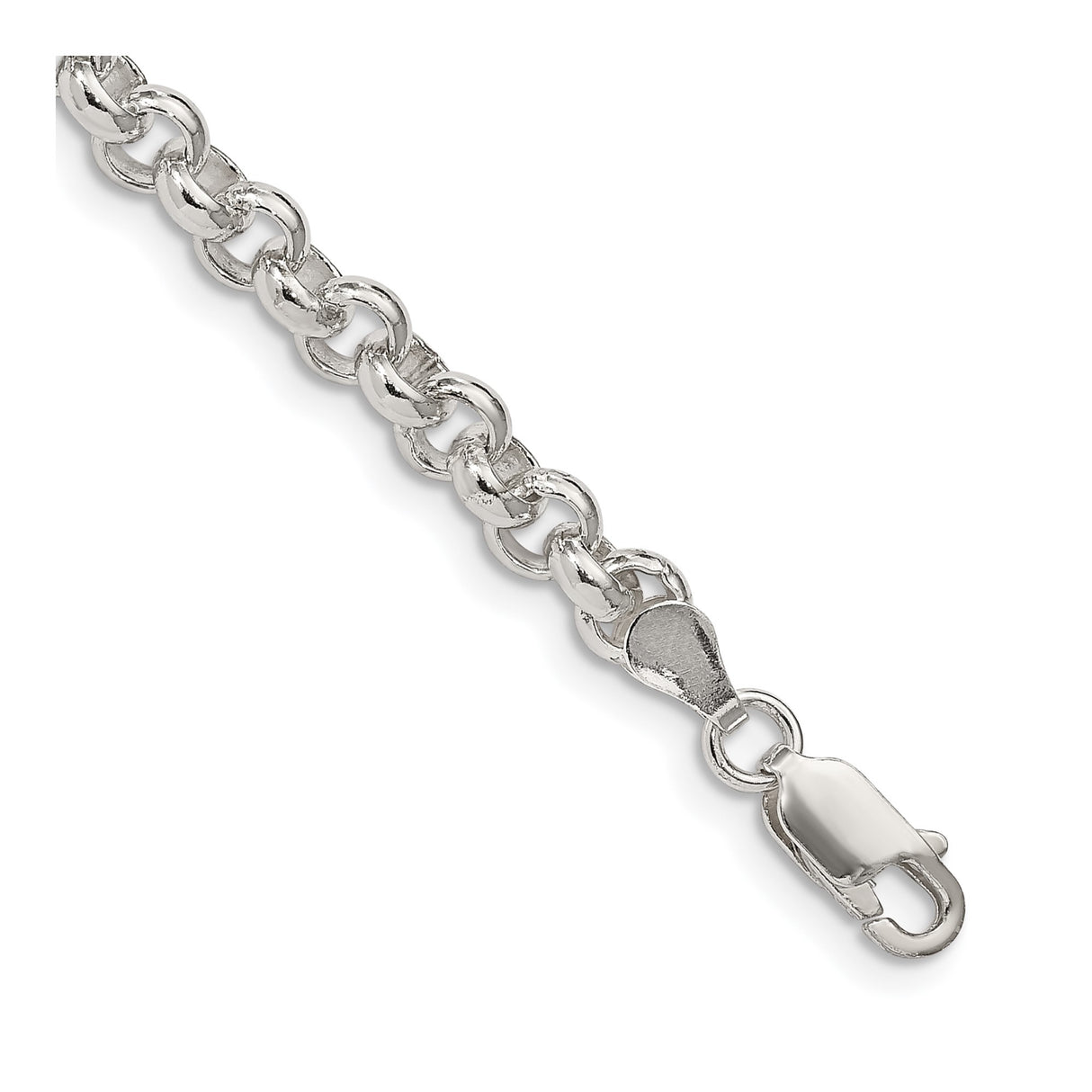 925 White Gold 5 mm Polished Chain Bracelet, Solid shown for scale