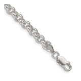 925 White Gold 5 mm Polished Chain Bracelet, Solid shown for scale