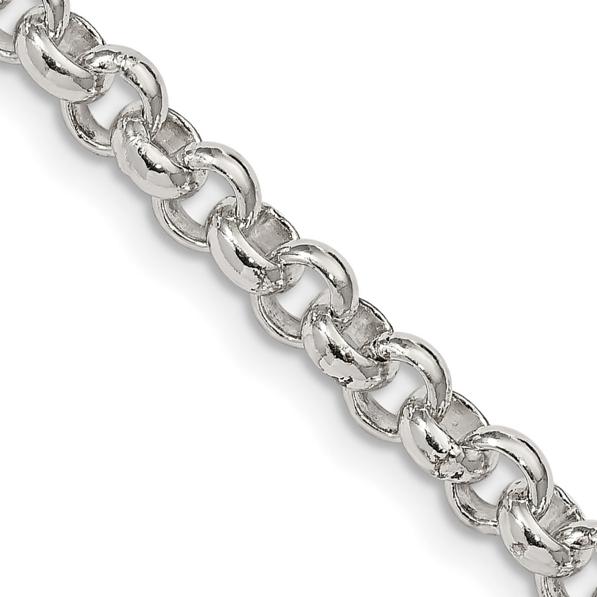 925 White Gold 5 mm Polished Chain Necklace, Solid detail view