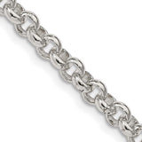 925 White Gold 5 mm Polished Chain Necklace, Solid detail view