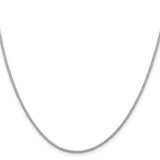 925 White Gold 1.6 mm Polished Chain Necklace, Solid