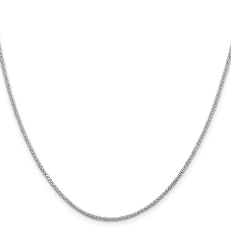 925 White Gold 1.6 mm Polished Chain Necklace, Solid