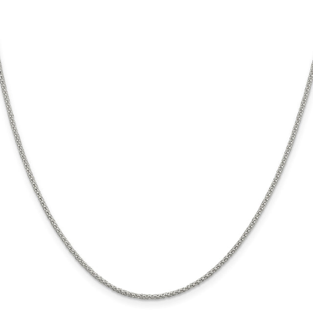 925 White Gold 1.6 mm Polished Chain Necklace, Solid