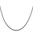 925 White Gold 2 mm Polished Chain Necklace, Solid