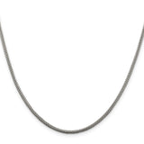 925 White Gold 2 mm Polished Chain Necklace, Solid