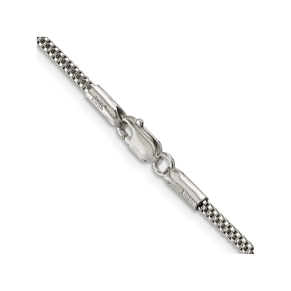 925 White Gold 2 mm Polished Chain Necklace, Solid alternate angle