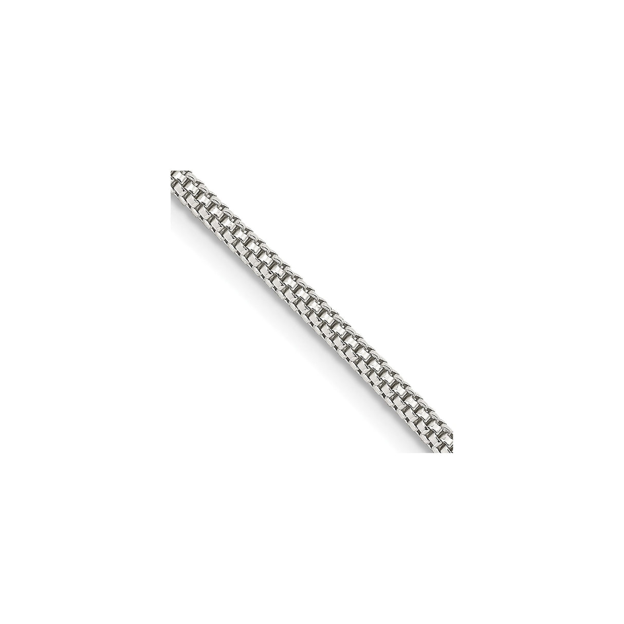 925 White Gold 2 mm Polished Chain Necklace, Solid detail view
