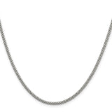 925 White Gold 2.4 mm Polished Chain Necklace, Solid