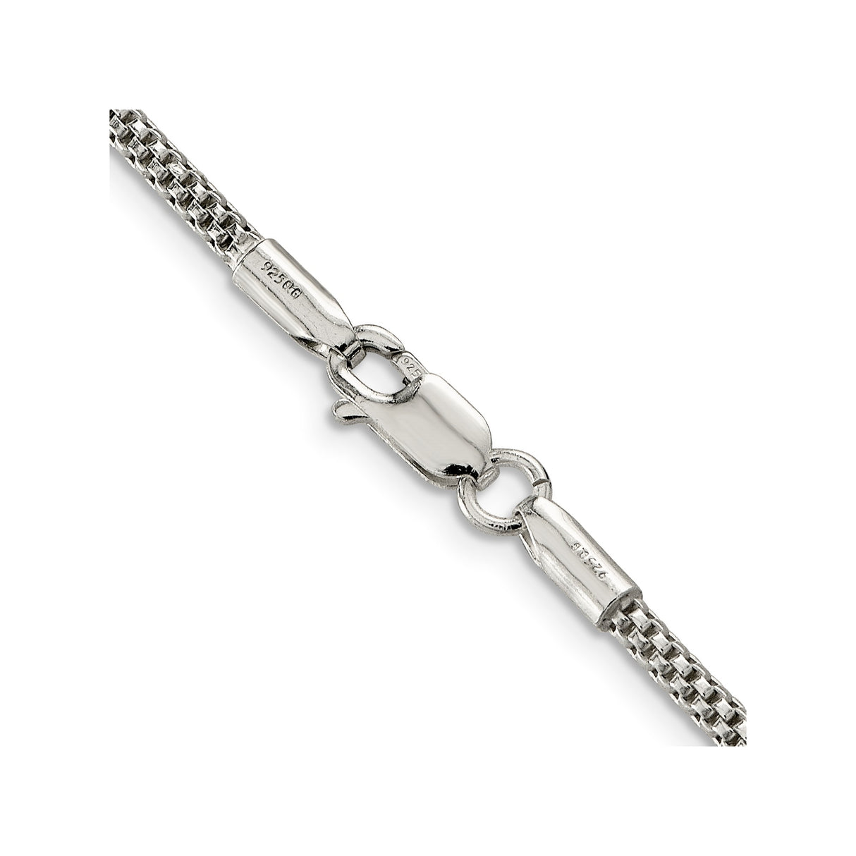 925 White Gold 2.4 mm Polished Chain Necklace, Solid alternate angle