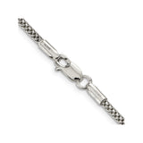 925 White Gold 2.4 mm Polished Chain Necklace, Solid alternate angle