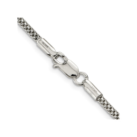 925 White Gold 2.4 mm Polished Chain Necklace, Solid alternate angle