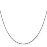 925 White Gold 1.3 mm Rope Chain Necklace, Polished