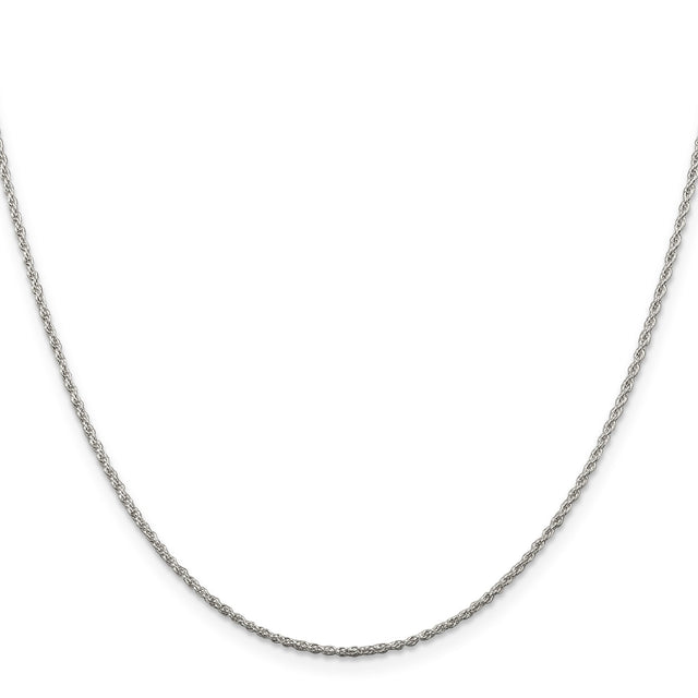 925 White Gold 1.3 mm Rope Chain Necklace, Polished