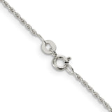 925 White Gold 1.3 mm Rope Chain Necklace, Polished alternate angle