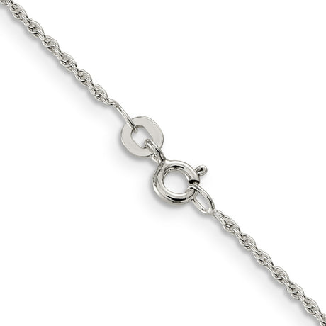 925 White Gold 1.3 mm Rope Chain Necklace, Polished alternate angle