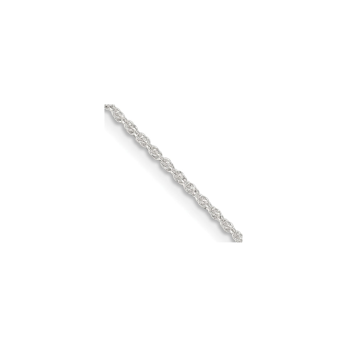 925 White Gold 1.3 mm Rope Chain Necklace, Polished alternate angle