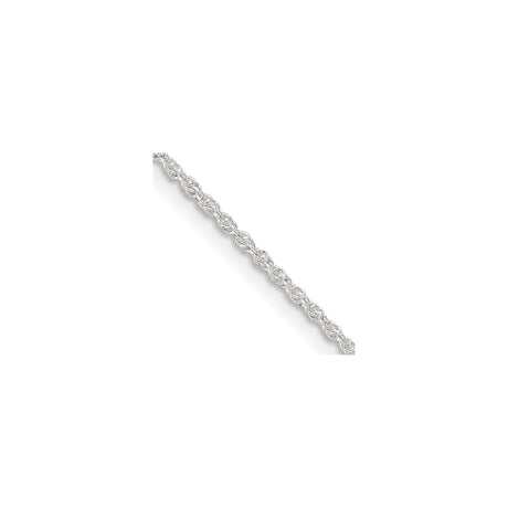 925 White Gold 1.3 mm Rope Chain Necklace, Polished alternate angle