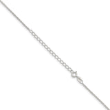 925 White Gold 1.3 mm Rope Chain Necklace, Polished detail view