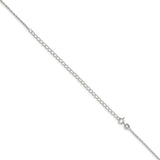 925 White Gold 1.3 mm Rope Chain Necklace, Polished detail view