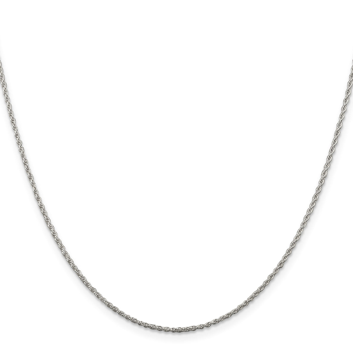 925 White Gold 1.3 mm Rope Chain Necklace, Polished