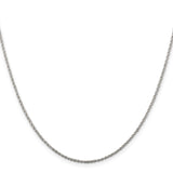 925 White Gold 1.3 mm Rope Chain Necklace, Polished