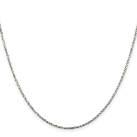 925 White Gold 1.3 mm Rope Chain Necklace, Polished