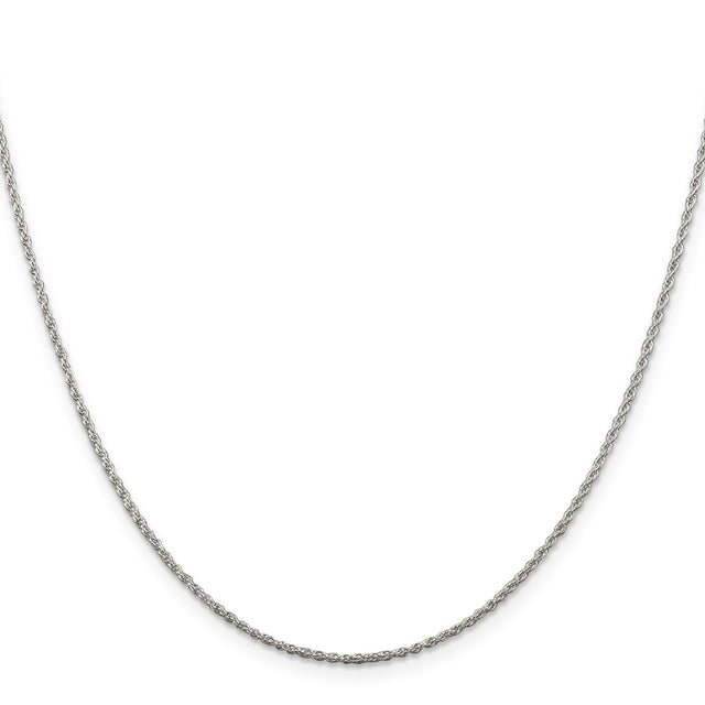 925 White Gold 1.3 mm Rope Chain Necklace, Polished