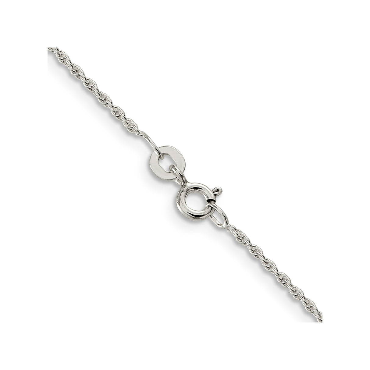 925 White Gold 1.3 mm Rope Chain Necklace, Polished alternate angle